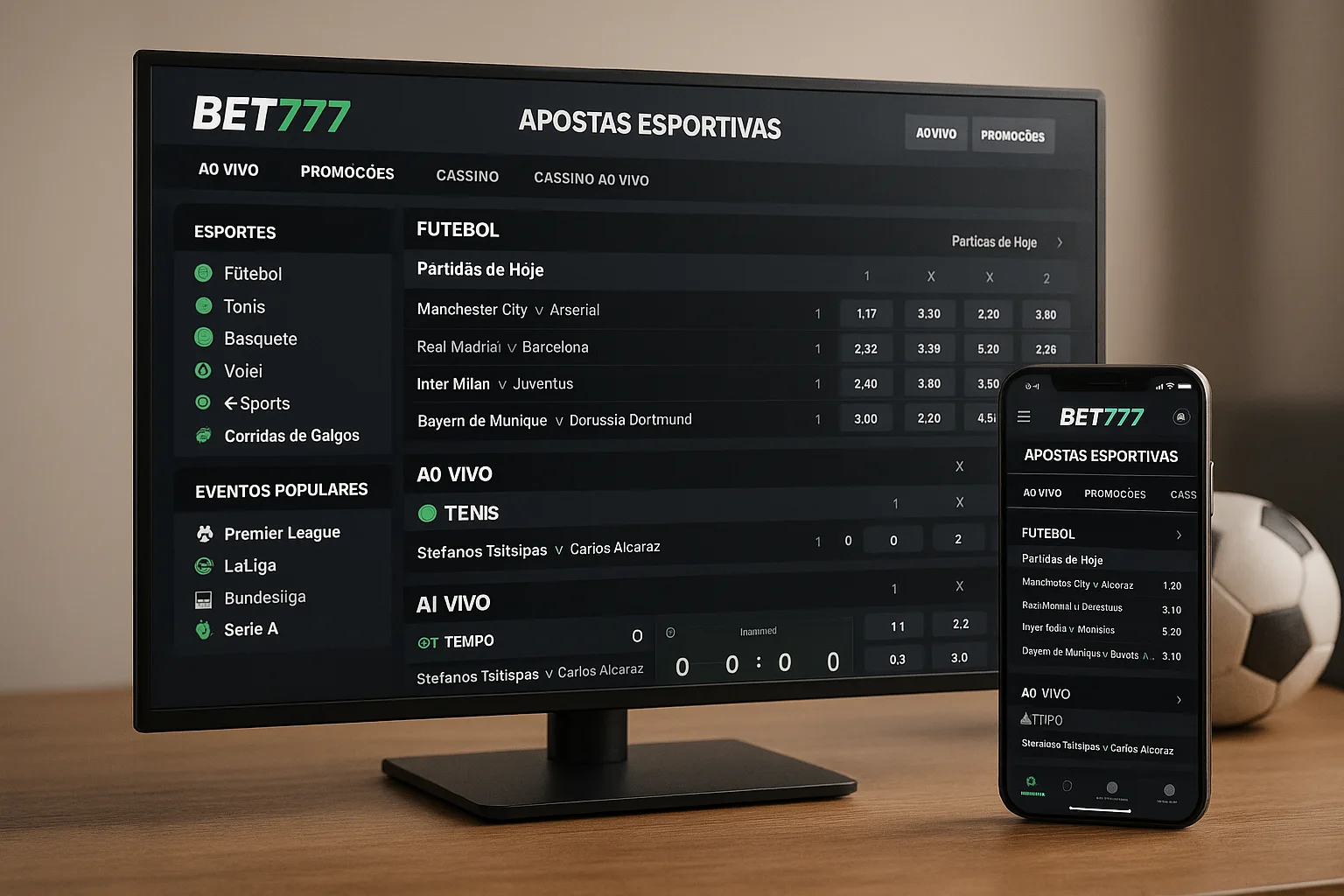 Aposte em apostas esportivas no cassino online BET777