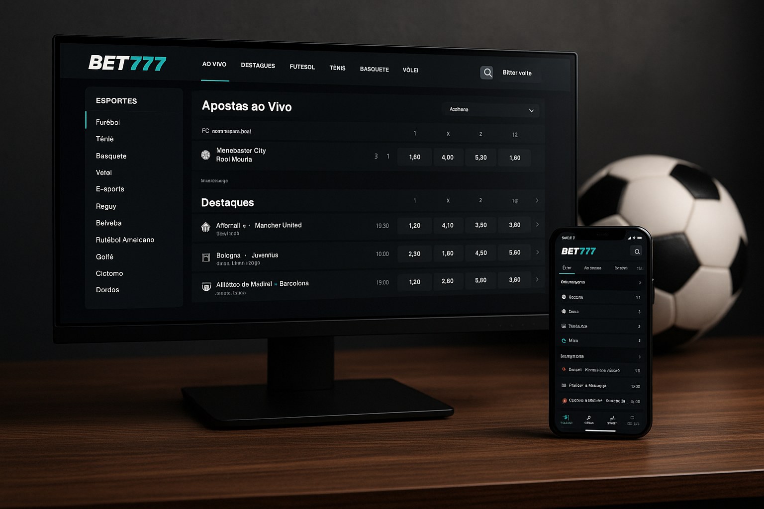 Apostas esportivas no cassino online BET777
